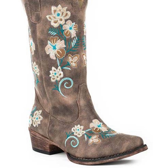 ROPER WOMEN'S VINTAGE BROWN WESTERN BOOTS - SNIP TOE - Picture 1 of 4